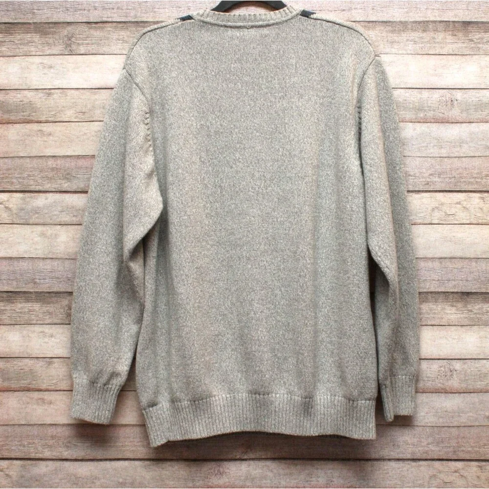 Geoffrey Beene Mens XXL Gray Argyle Sweater Cotton